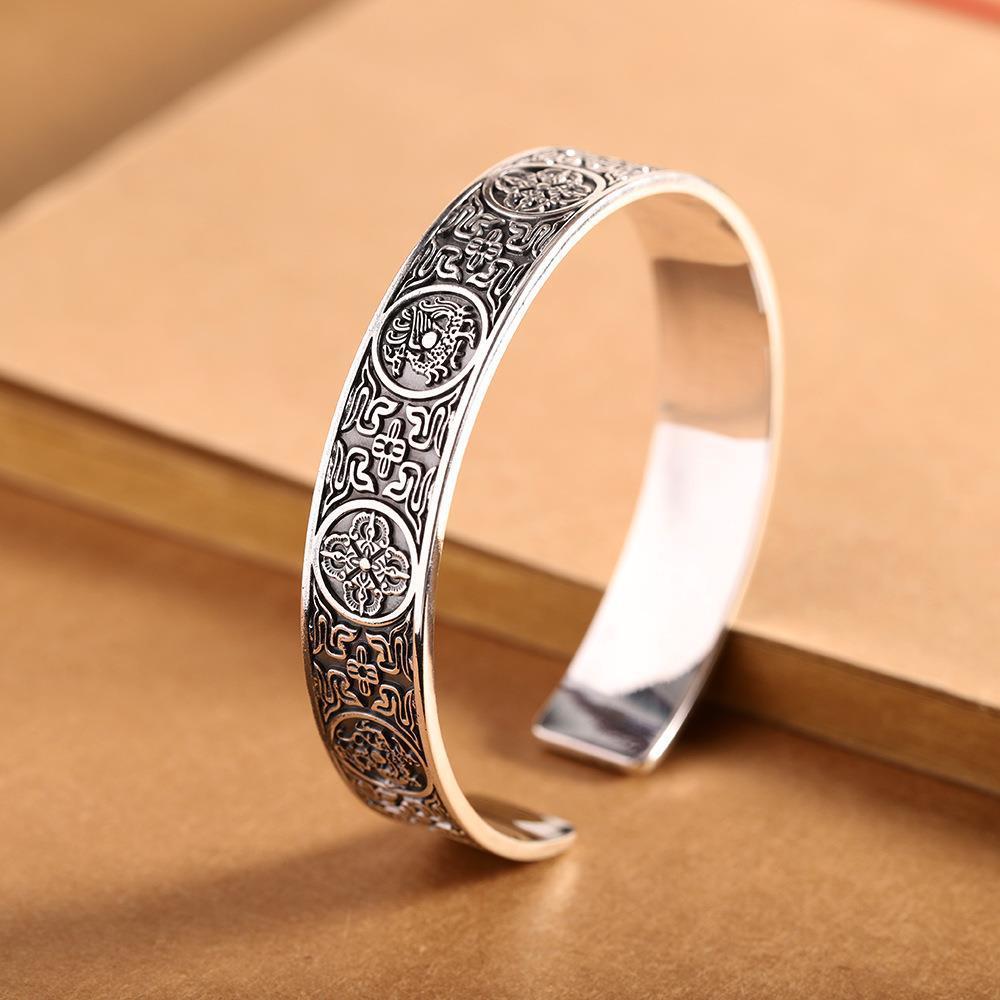 Simple 999 Sterling Silver Bracelet Wide Men - Nyaabs