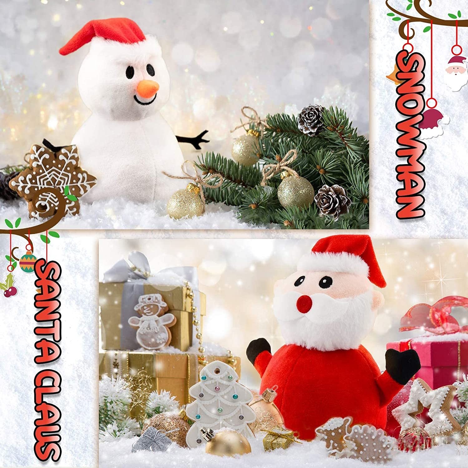 Santa Plush Snowman Plush Toy Reversible Christmas Santa Claus Double Side Stuffed Plushie Soft Doll New Year Birthday Gift for Kids Amazon Platform Banned - Nyaabs