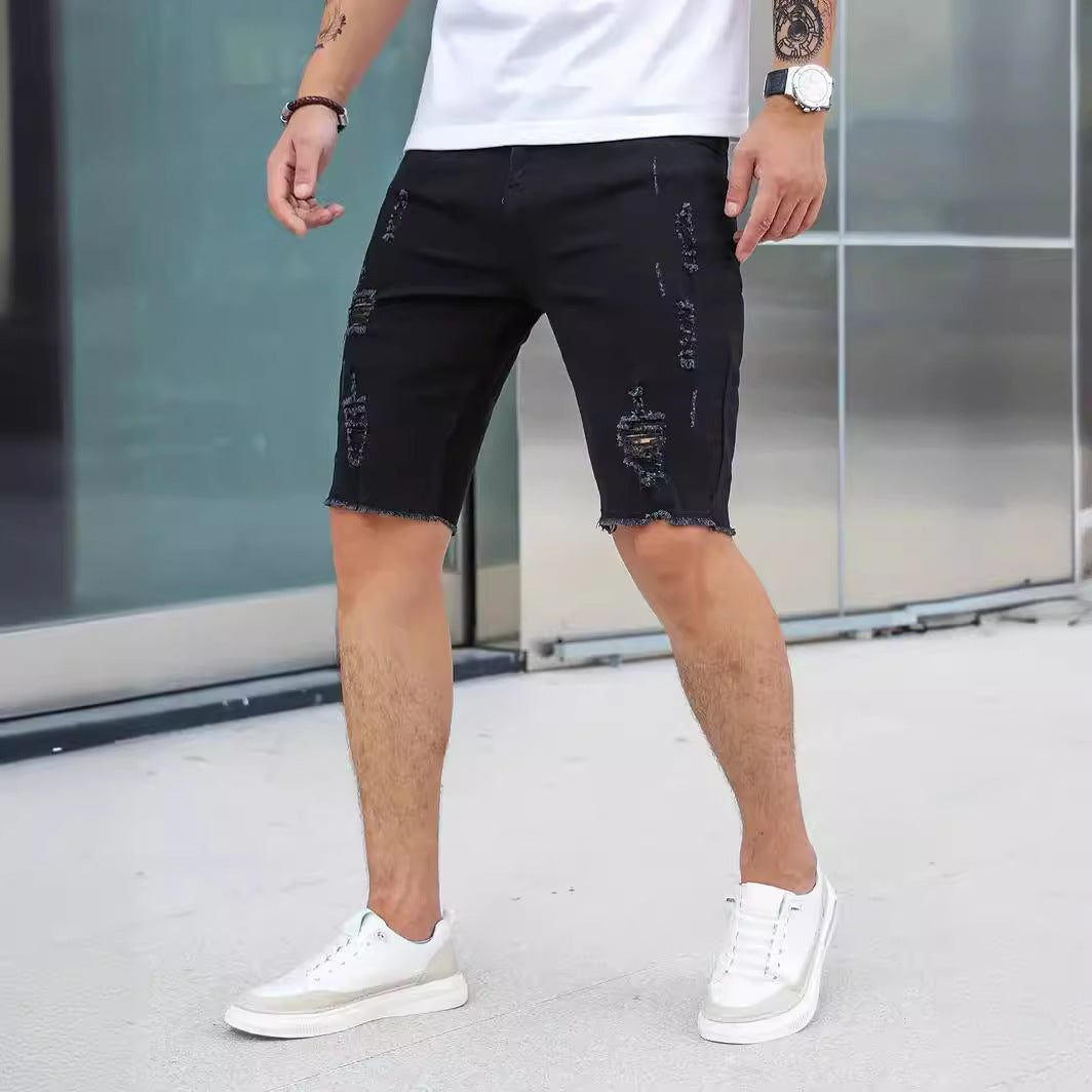 Leisure Ripped Slim Fit Denim Shorts - Nyaabs