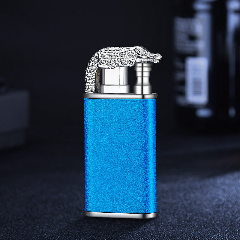 Creative Blue Flame Lighter Dolphin Dragon Tiger Double Fire Metal Winproof Lighter Inflatable Lighter nyaabs.com