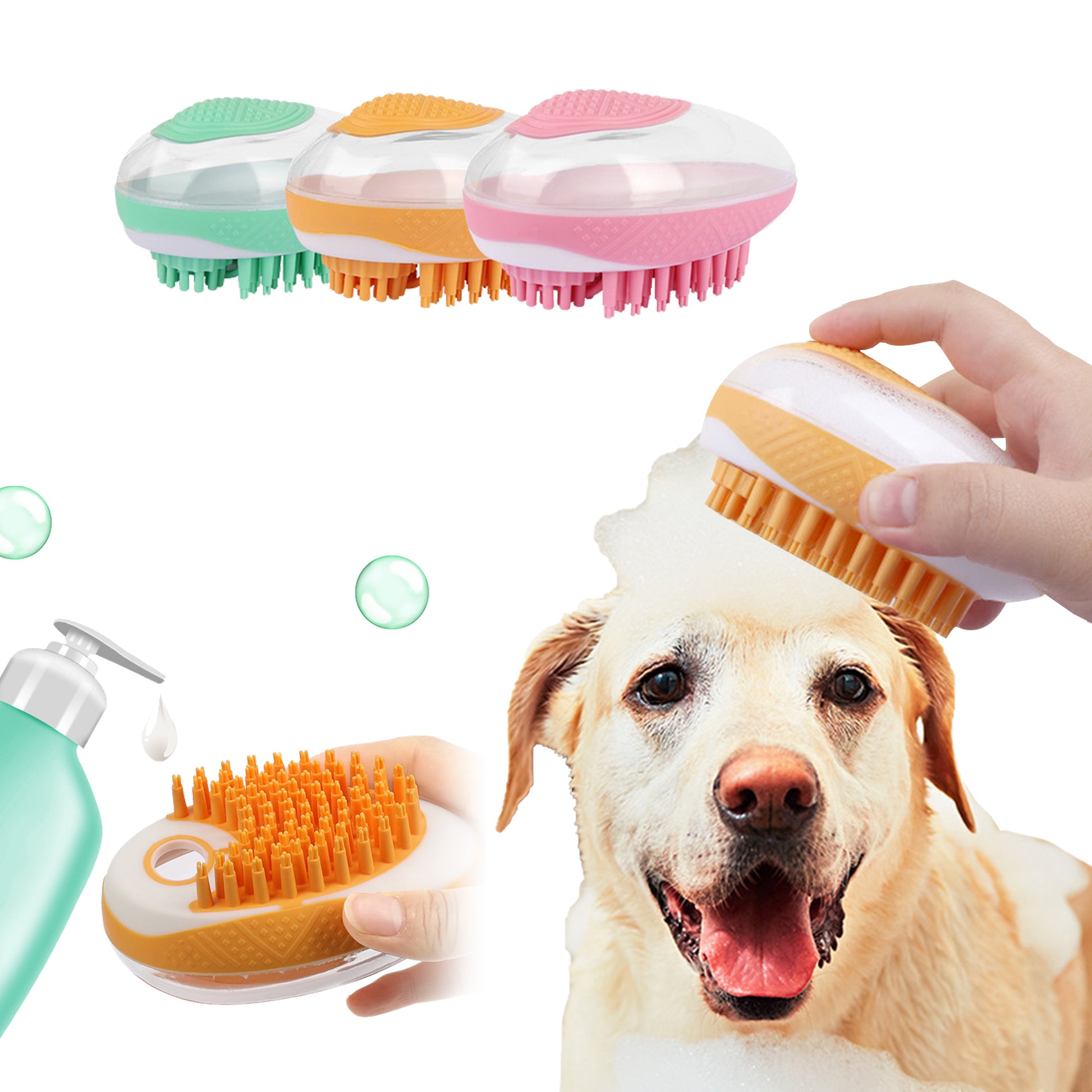 Dog Cat Bath Brush 2-in-1 Pet SPA Massage Comb Soft Silicone Pets Shower Hair Grooming Cmob Dog Cleaning Tool Pet Products nyaabs.com