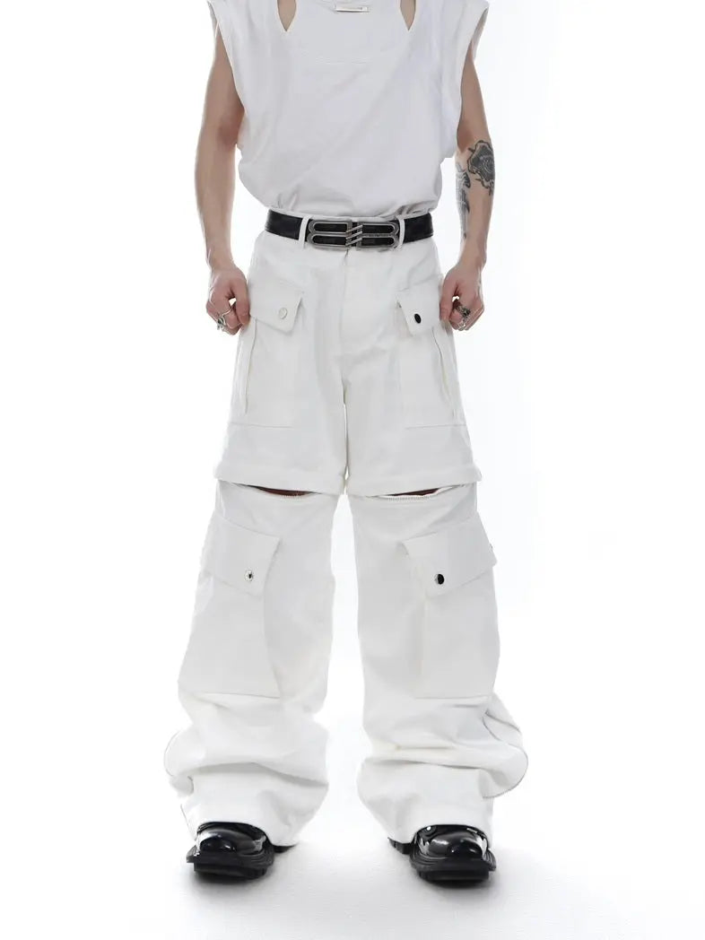 Unisex White Wide Leg Pants For Men - Nyaabs