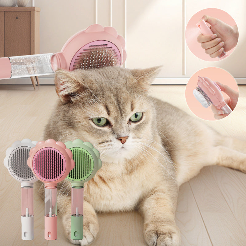 2 In 1 Self Cleaning Dog Brush Comb With Spray Pets Grooming Hair Remover Combs Brush Floating Hair Pet Grooming Brush Pet Products - Nyaabs