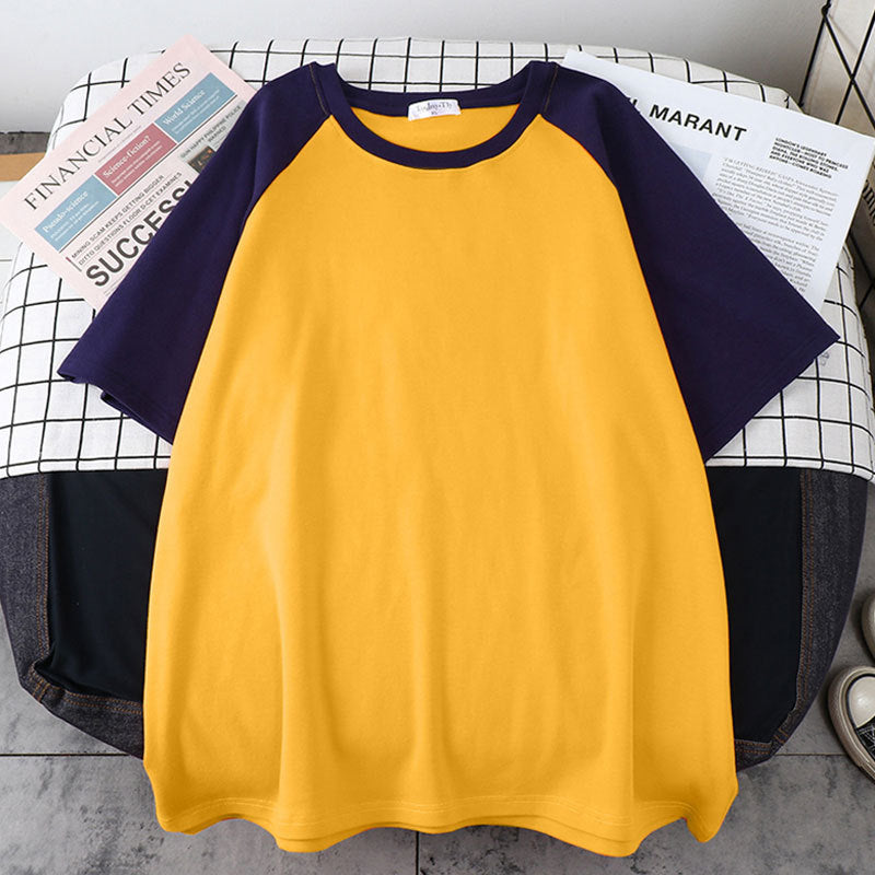 Loose And Thin Solid Color Half Sleeve T-shirt Top - Nyaabs