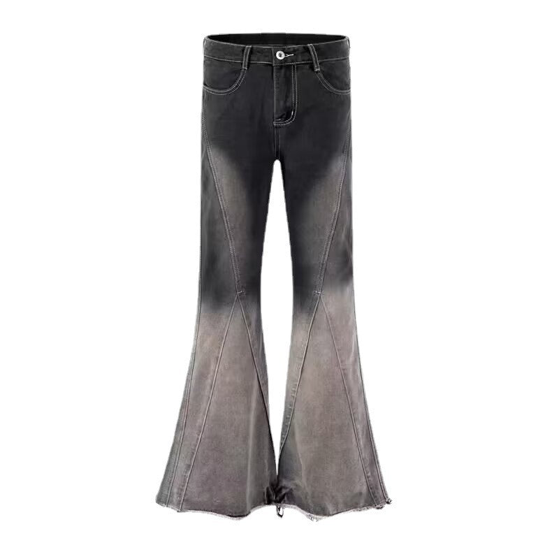 American Men's High Street Black Gray Gradient Jeans - Nyaabs