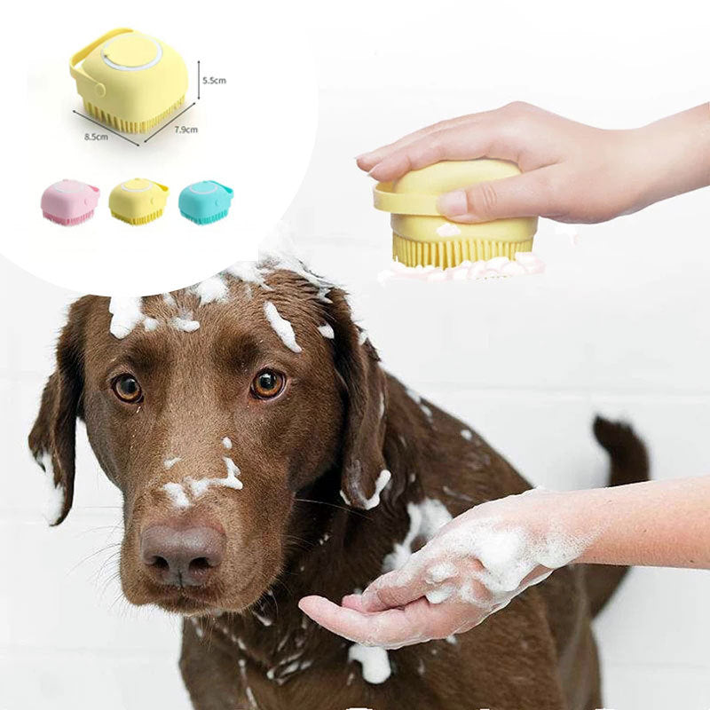 Silicone Dog Bath Massage Gloves Brush Pet Cat Bathroom Cleaning Tool Comb Brush For Dog Can Pour Shampoo Dog Grooming Supplies nyaabs.com