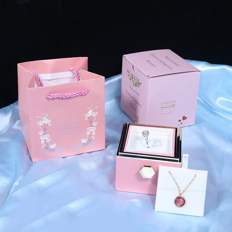 Rotating Soap Flower Rose Gift Box Creative Rotating Rose Jewelry Packaging Box Valentine's Day Gift For Women nyaabs.com