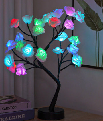 Table Lamp Flower Tree Rose Lamps Fairy Desk Night Lights USB Operated Gifts For Wedding Valentine Christmas Decoration - Nyaabs