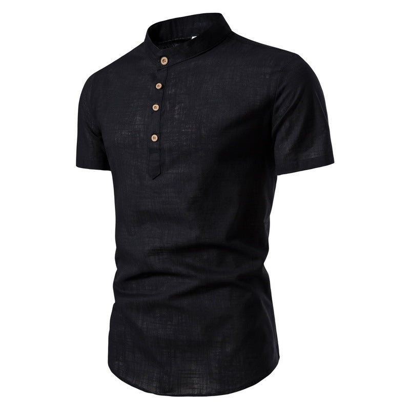 Cotton And Linen Half Open Men's Shirt - Nyaabs