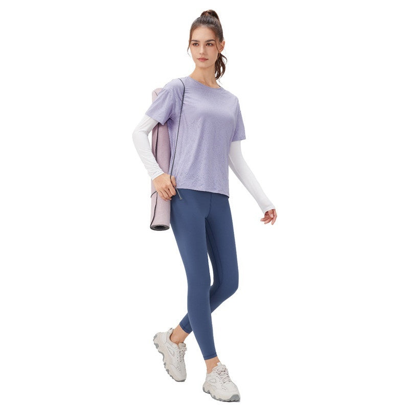 Women's Fake Two-piece Loose Sports Long Sleeve Yoga Wear - Nyaabs