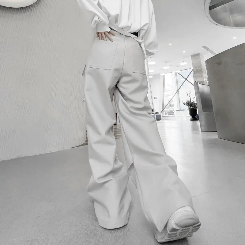 Non-gender Wear Multi-pocket Functional Wide-leg Pants Casual - Nyaabs