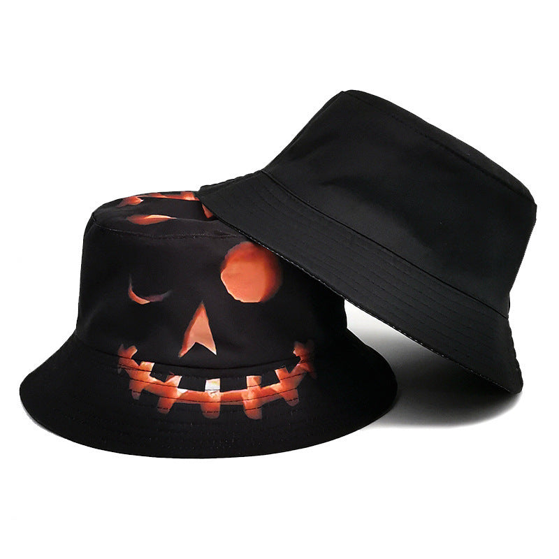 Halloween Hats Creative Cartoon Pumpkin Grimace Printed Sun-shade Fisherman Hat - Nyaabs