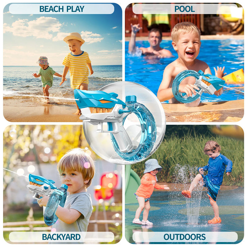 New Shark Electric Water Gun Toys Fully Automatic Continuous Fire Water Gun Large Capacity Beach Summer Children's Water Playing Toys - Nyaabs