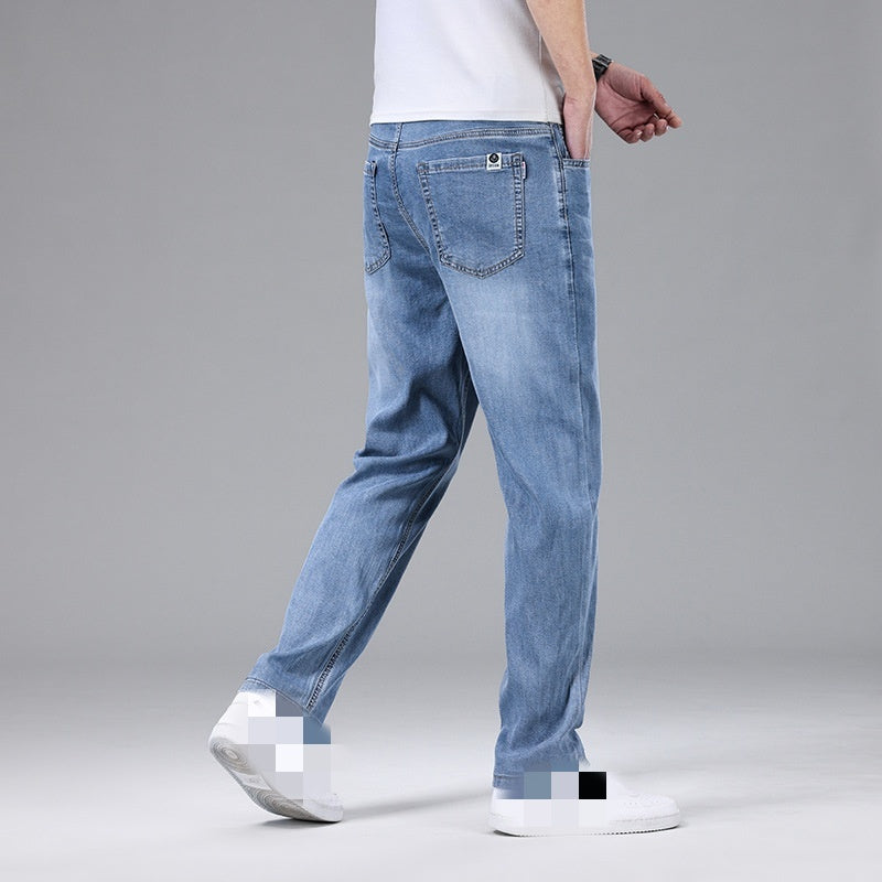 Men's Thin Loose Straight Ice Silk Jeans - Nyaabs