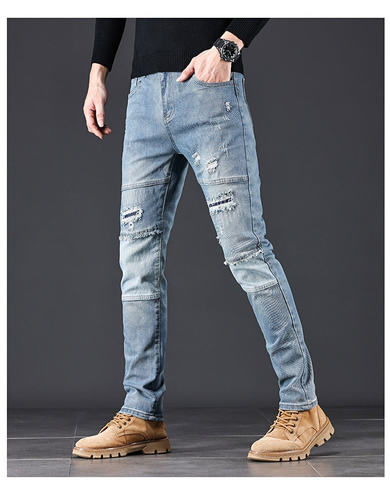 High-end Blue With Holes Jeans For Men - Nyaabs