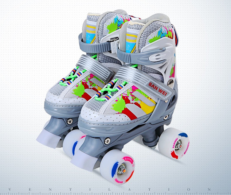 Children's Double-row Four-wheel Roller Skate Protective Gear Set - Nyaabs