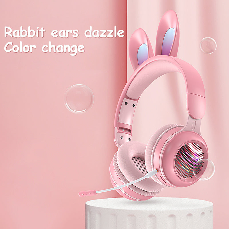 Rabbit Ear Headphones Wireless Luminous Extendable Wheat Headphones - Nyaabs