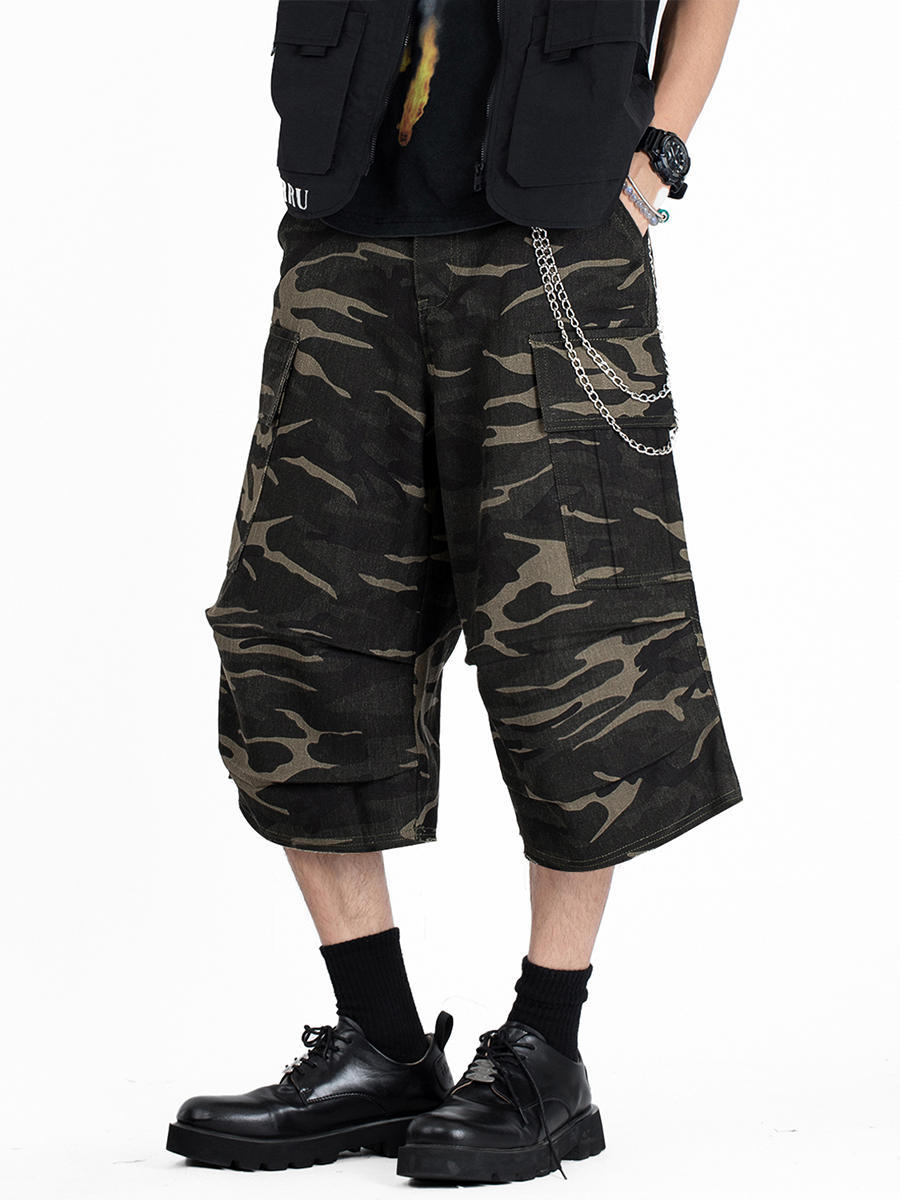 Camouflage Large Pocket American Street Men's Loose Casual Shorts - Nyaabs