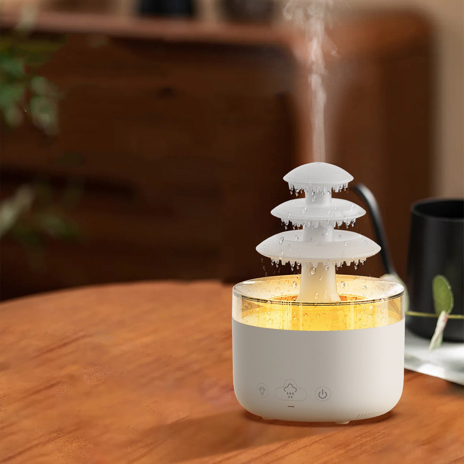 New Cloud Rain Air Humidifier Essential Oil Aromatherapy Diffuser USB Mute Mist Air Humidifier With Colorful Light - Nyaabs