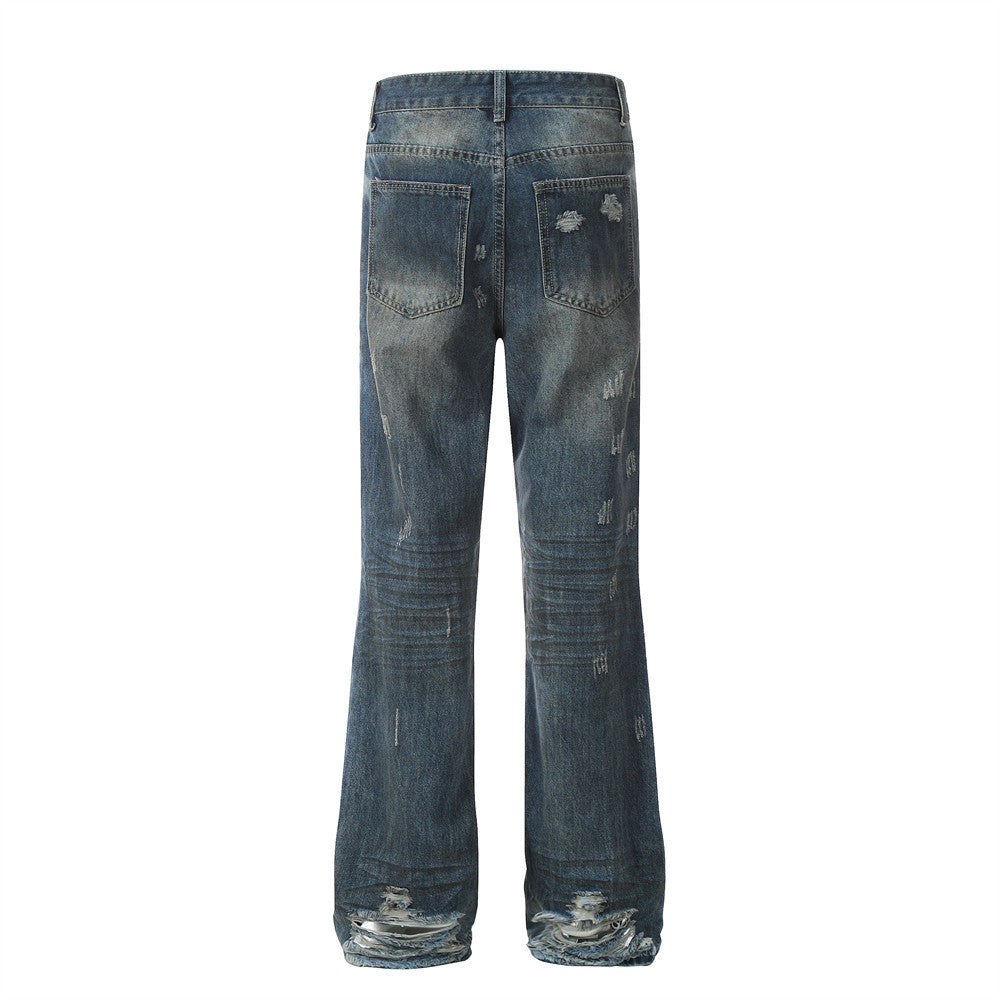 Punk Worn Jeans Trendy Men's Design - Nyaabs