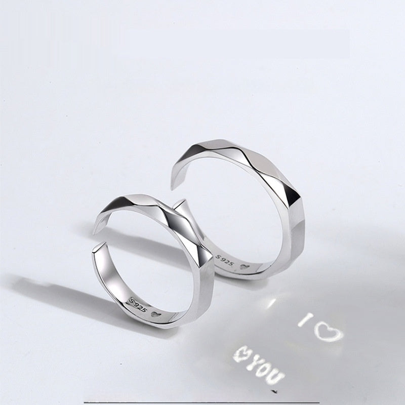 S925 Sterling Silver Rings By Light Reflect Show Surprise Love Pattern Surface Hidden New Jewelry Romantic Party Gift Wedding Engagement - Nyaabs