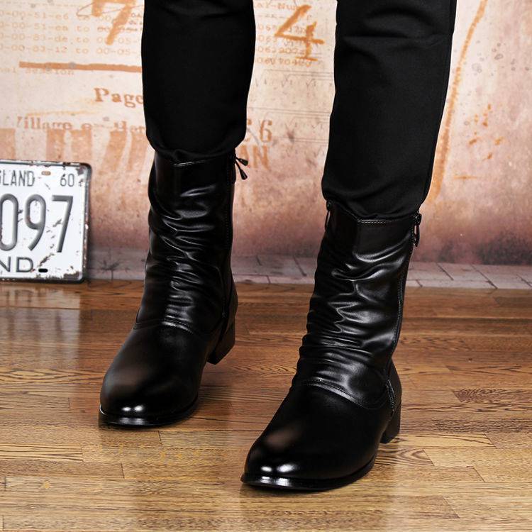 British Fashion Leather Pointed Men's Boots - Nyaabs