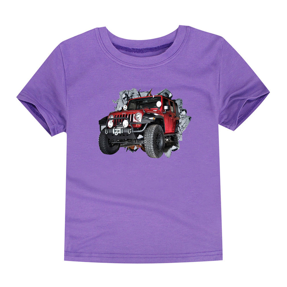 Children's Short-sleeved Cotton Heat Transfer T-shirt For Boys And Girls - Nyaabs