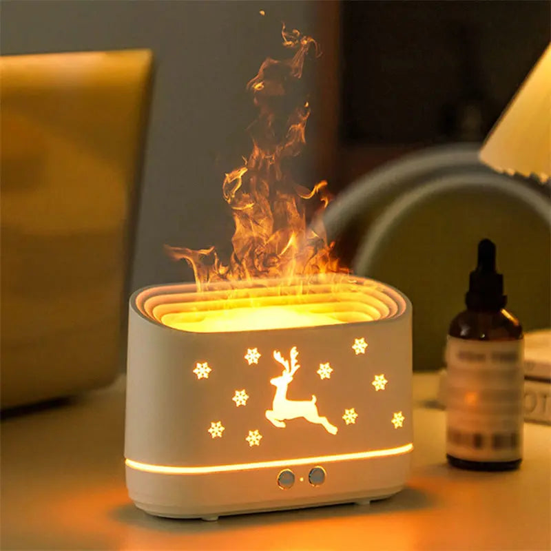 Elk Flame Humidifier Diffuser Mute Household Atmosphere Lamp Christmas Home Decorations - Nyaabs