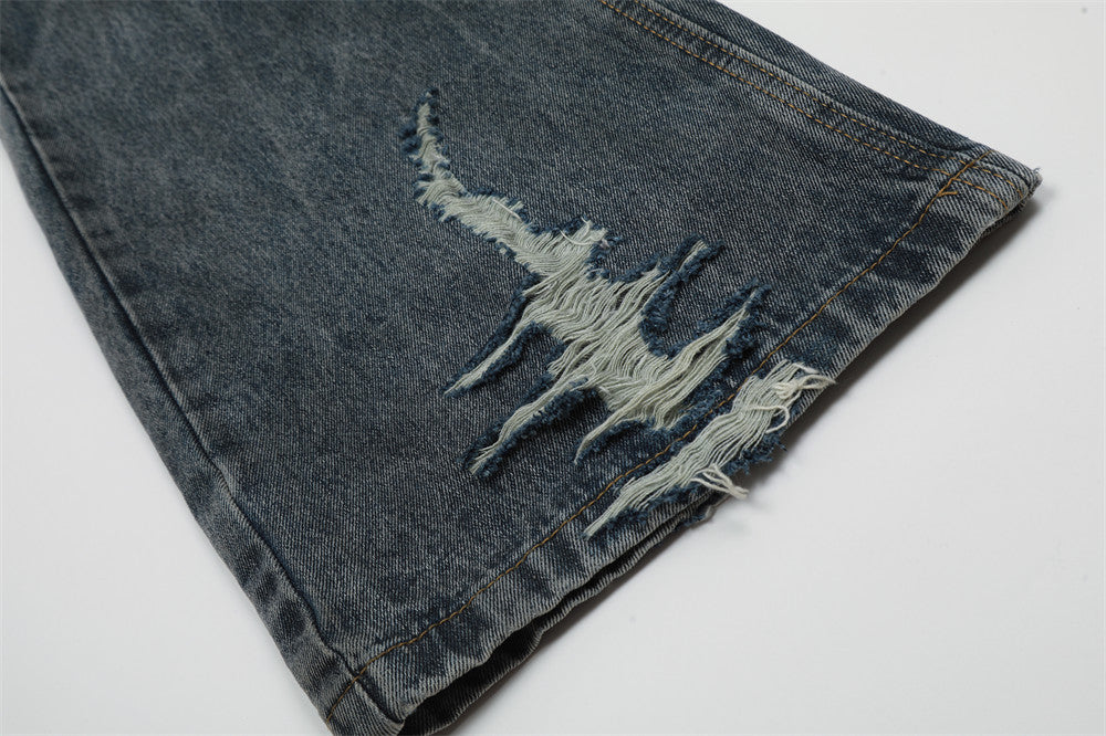 Dirty Spray Painting Denim Trousers Punk Dyeing - Nyaabs