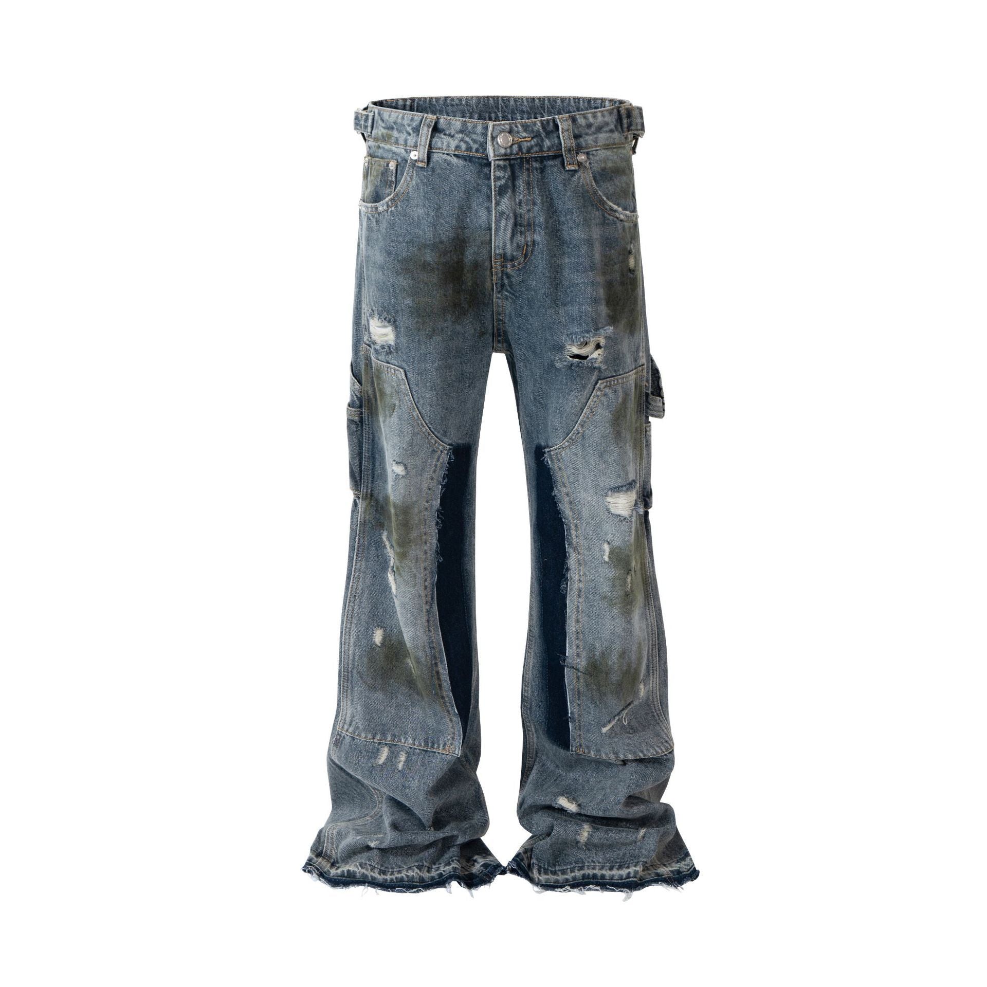 Loose Flared Pants-type Mud Dyed Dirty Jeans - Nyaabs