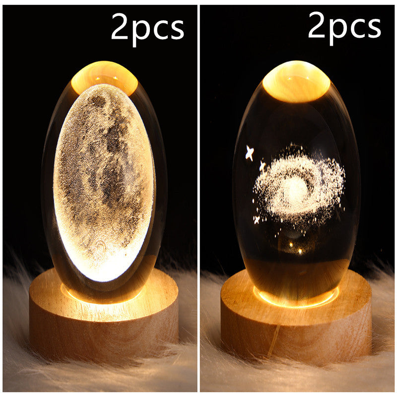 LED Night Light Galaxy Crystal Ball Table Lamp 3D Planet Moon Lamp Bedroom Home Decor For Kids Party Children Birthday Gifts nyaabs.com