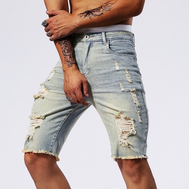 Leisure Ripped Slim Fit Denim Shorts - Nyaabs