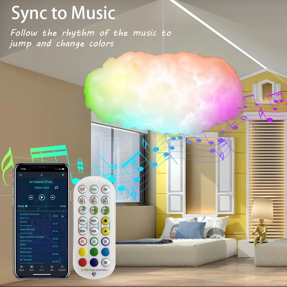 USB Cloud Light APP Control Music Synchronization 3D RGBIC Ambient Light Lightning Simulation Clouds Bedroom Room Light nyaabs.com