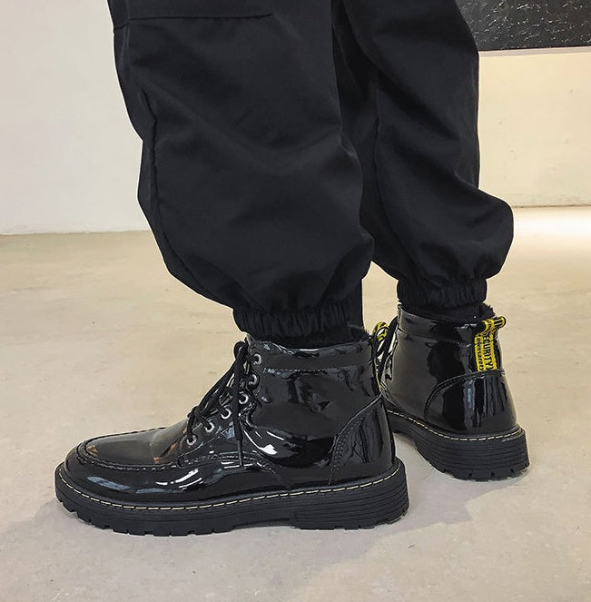 Winter Net Celebrity Same Paragraph Shiny Tooling High-top Shoes And Boots - Nyaabs