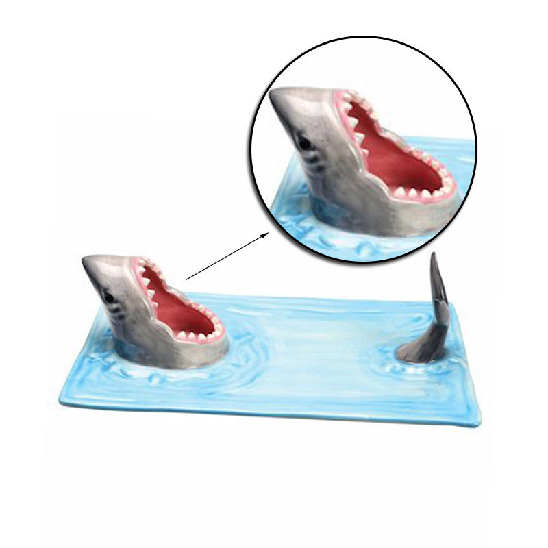 Internet Celebrity Seaside Shark Ceramic Plate Dumpling Plate Meal Kitchen Decoration Sushi Plate Beautiful Tableware - Nyaabs