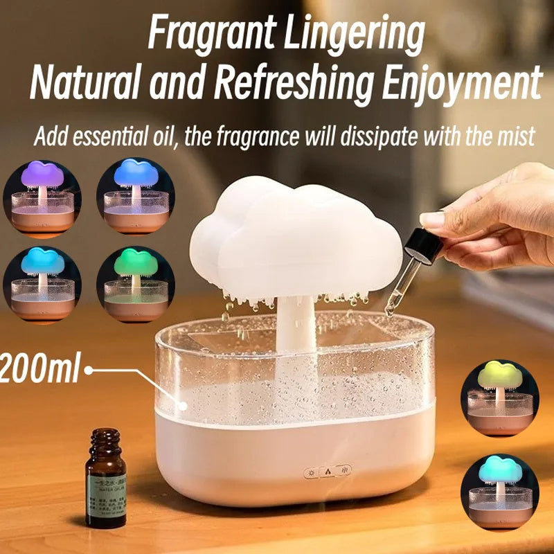 Rain Cloud Night Light Humidifier With Raining Water Drop Sound And 7 Color Led Light Essential Oil Diffuser Aromatherapy - Nyaabs