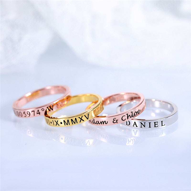 S925 Sterling Silver Personalized Custom Glossy Ring Men - Nyaabs