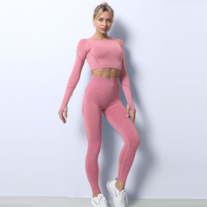 Breathable Sports Seamless Knit Yoga Wear Set - Nyaabs