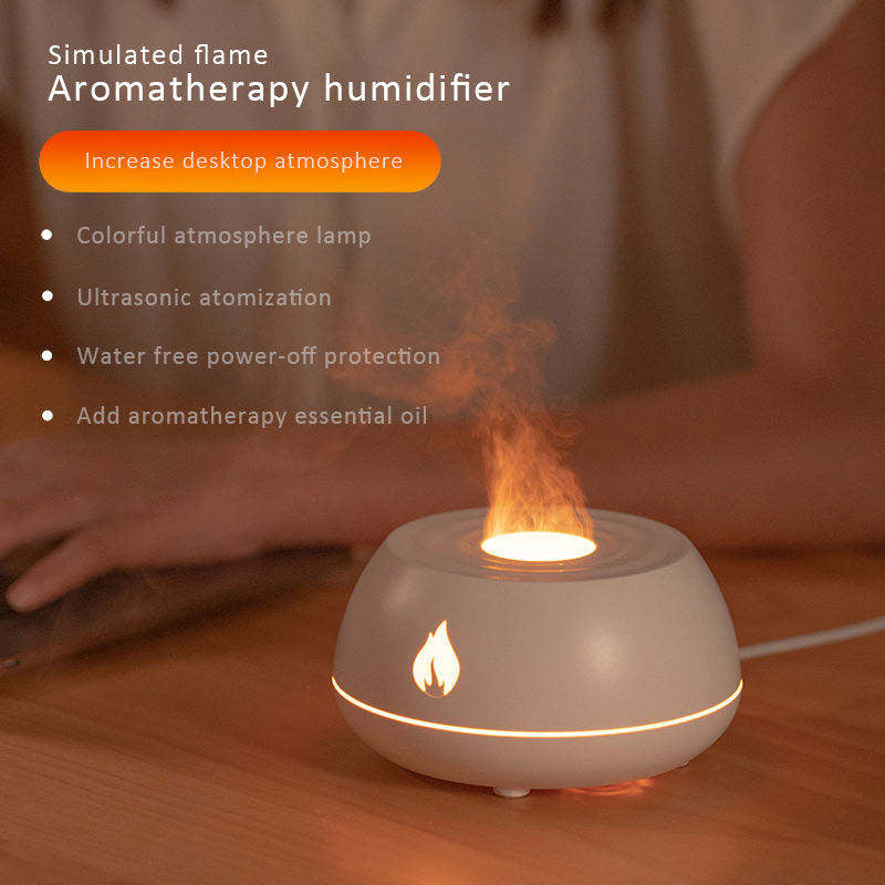 Flame Humidifier Aromatherapy Diffuser 7 Colors Light Home Air Humidifier 130ML USB Room Fragrance Essential Oil Diffuser nyaabs.com