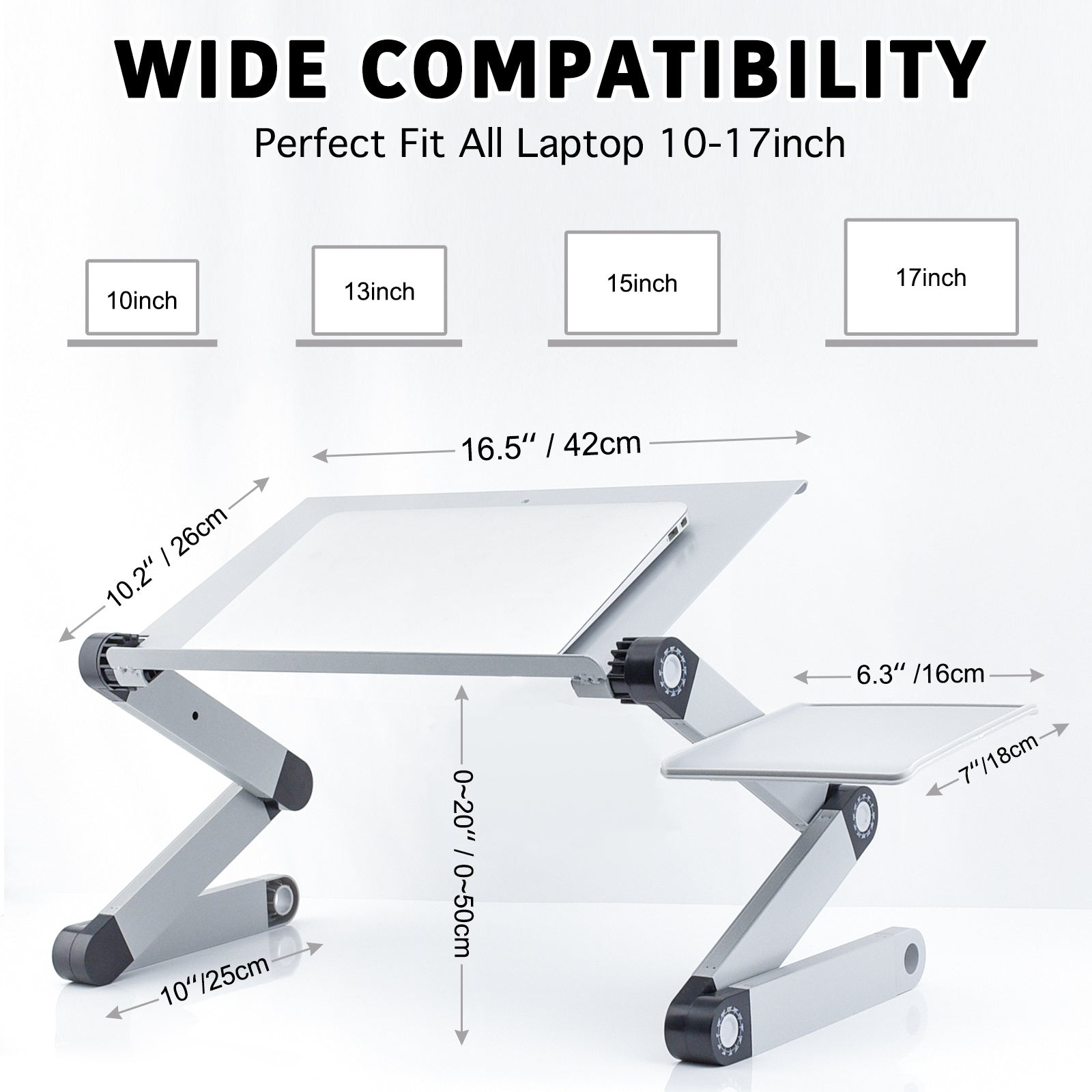 Adjustable Laptop Stand, RAINBEAN Laptop Desk with 2 CPU Cooling USB Fans for Bed Aluminum Lap Workstation Desk with Mouse Pad, Foldable Cook Book Stand Notebook Holder Sofa,Amazon Banned nyaabs.com