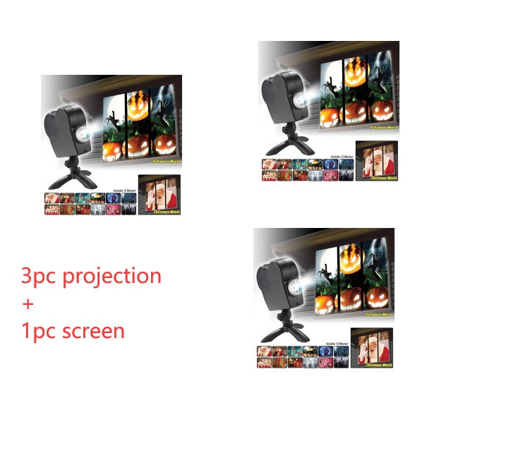 Halloween  Christmas Laser Projector 12 Movies Disco Light Mini Window Home Theater Projector Indoor Outdoor Projector - Nyaabs