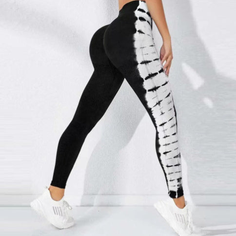 Tie-dye Seamless Yoga Pants Quick-drying Tight Belly Trimming Fitness Pants High Waist Hip Lift nyaabs.com