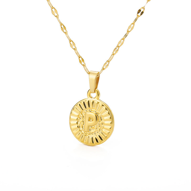 English Alphabet Disc Necklace Women And Men - Nyaabs