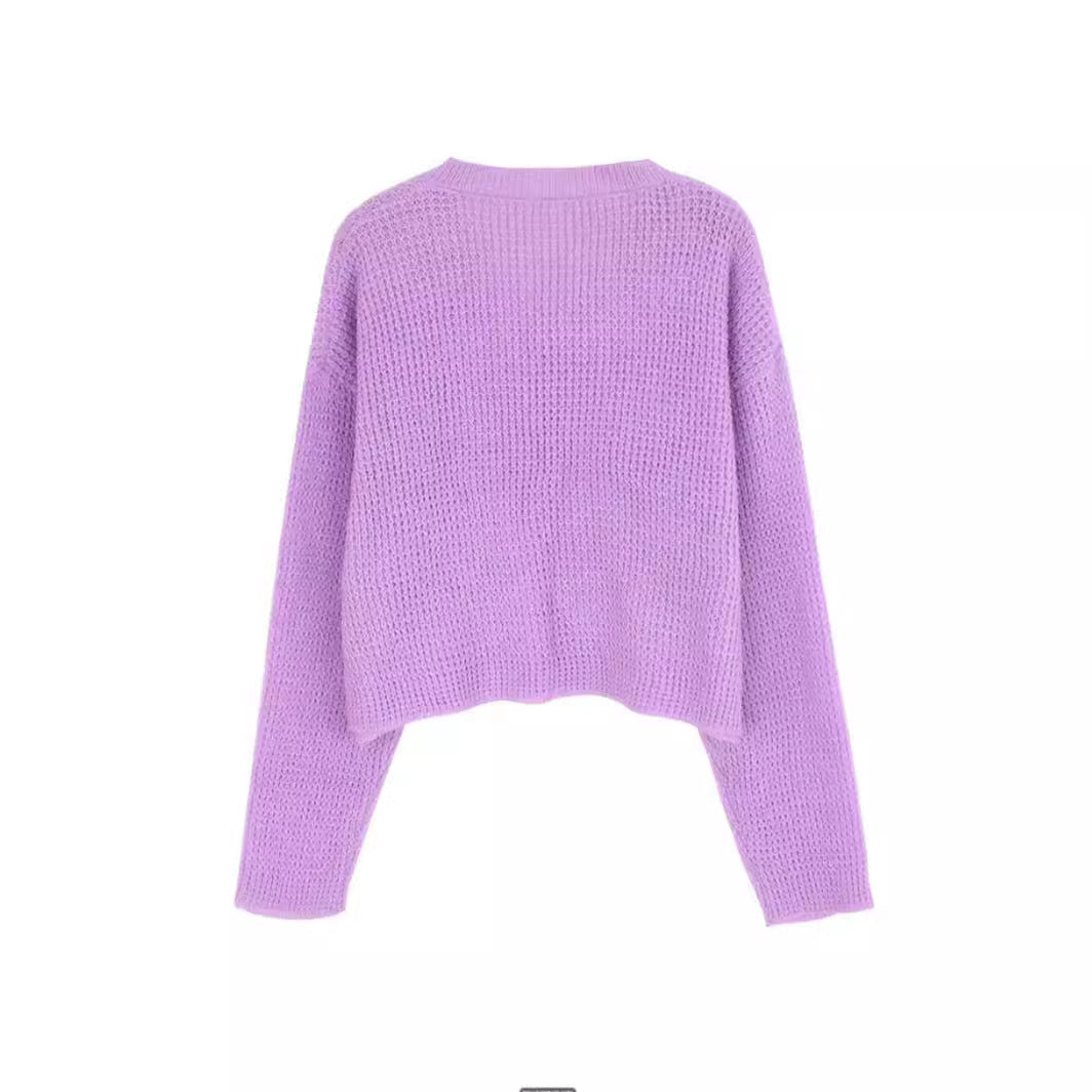 Loose Knitted Sweater V-neck Off-shoulder Loose nyaabs.com