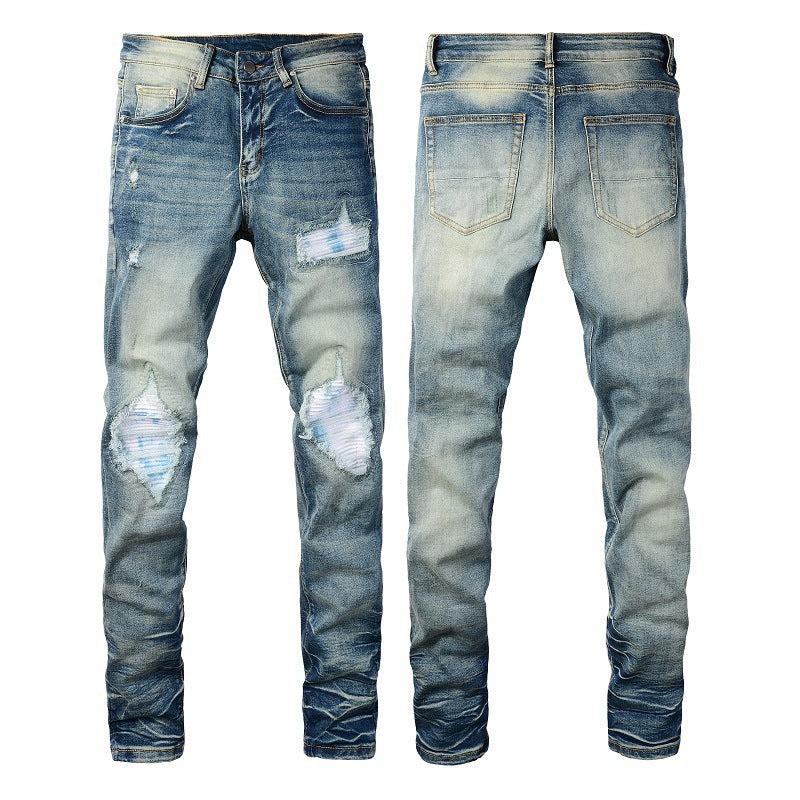 Ripped Color Patch Jeans Retro - Nyaabs