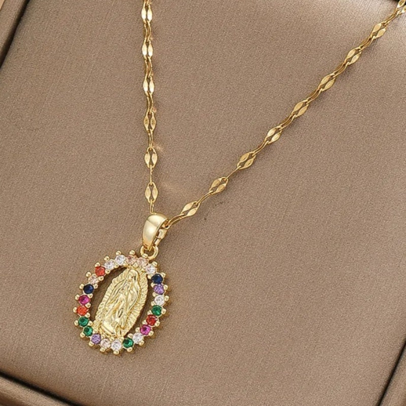 Personality Design Micro Inlaid Zircon Colorful Fashion Necklace - Nyaabs