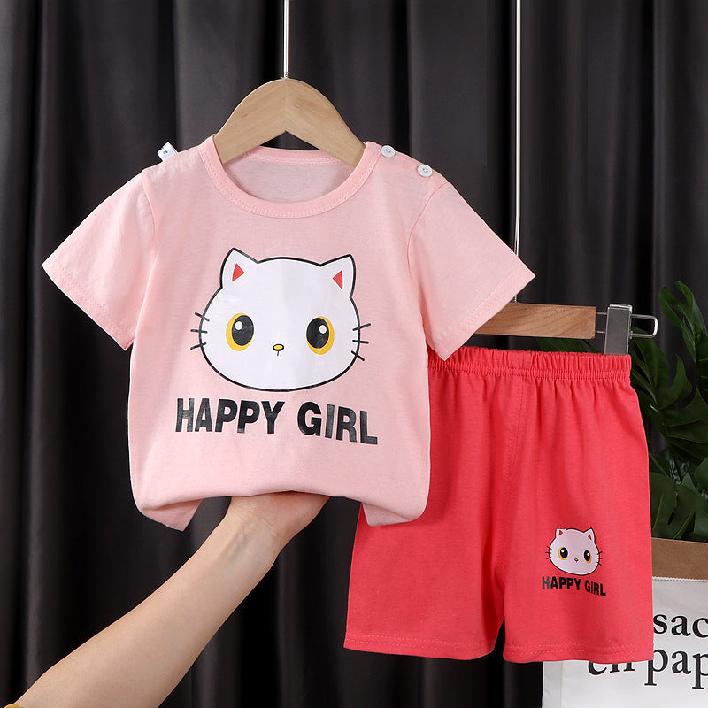 Two-piece Cotton T-shirt With Short Sleeves For Boys And Girls - Nyaabs