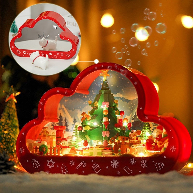 Christma New Style Assembled Building Block Toys Cloud Night Lamp Decorative Mirrors Frame LED Table Lights Creative Desk Bedroom Handmade Birthday Gifts - Nyaabs