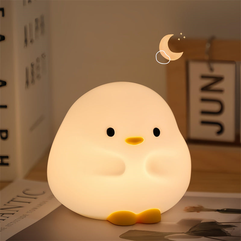 Cute Duck LED Night Lamp Cartoon Silicone USB Rechargeable Sleeping Light Touch Sensor Timing Bedroom Bedside Lamp For Kid Gift Home Decor - Nyaabs