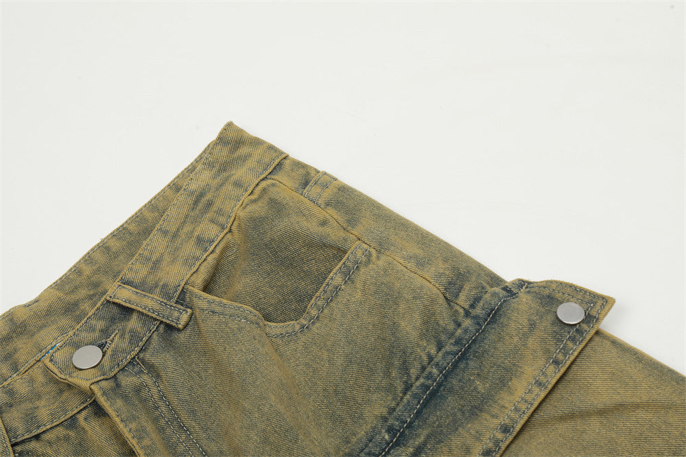 Make Old Ripped Cargo Jeans Men's Dyeing - Nyaabs